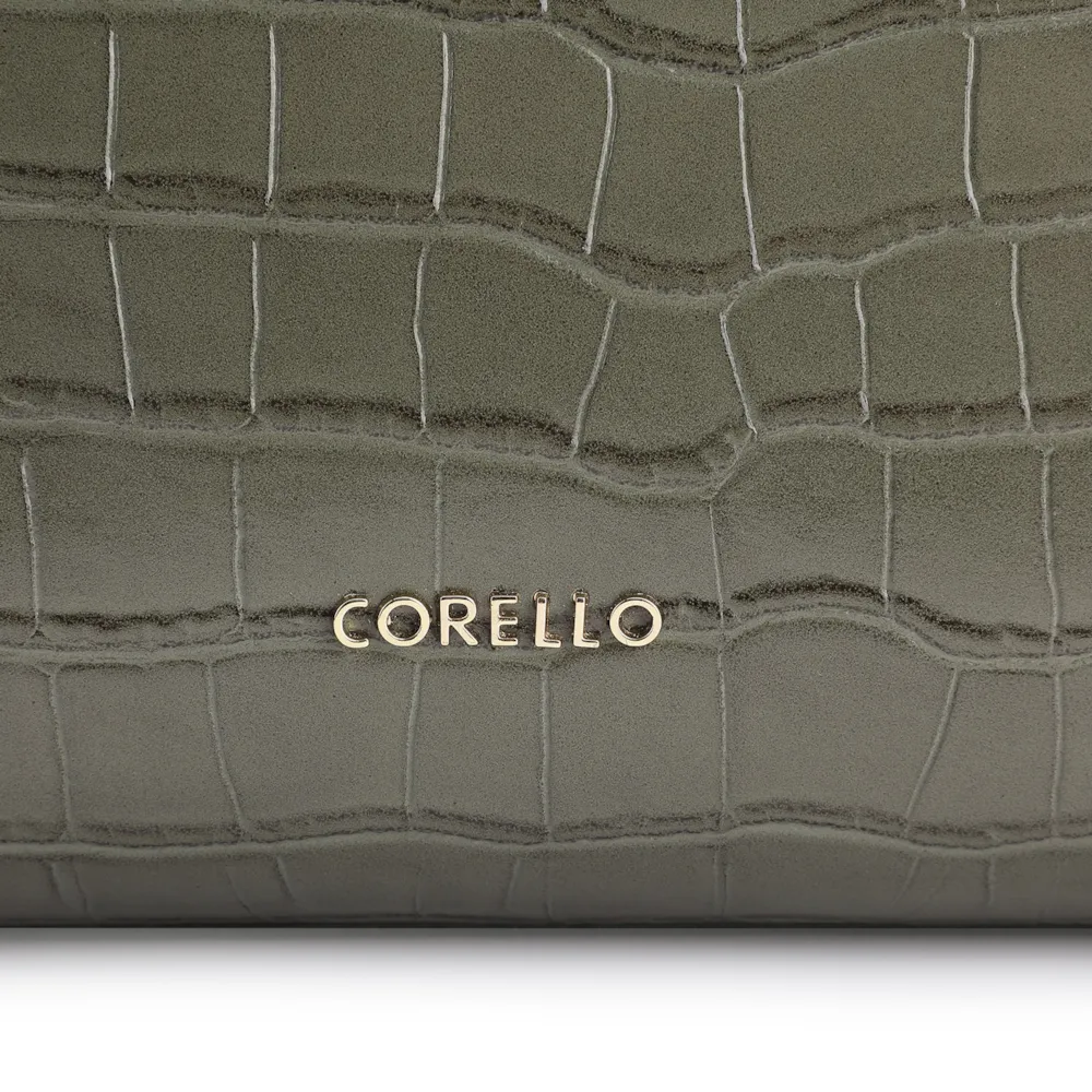 Bolsa Tote Fivela Couro Croco Verde - imagem 7