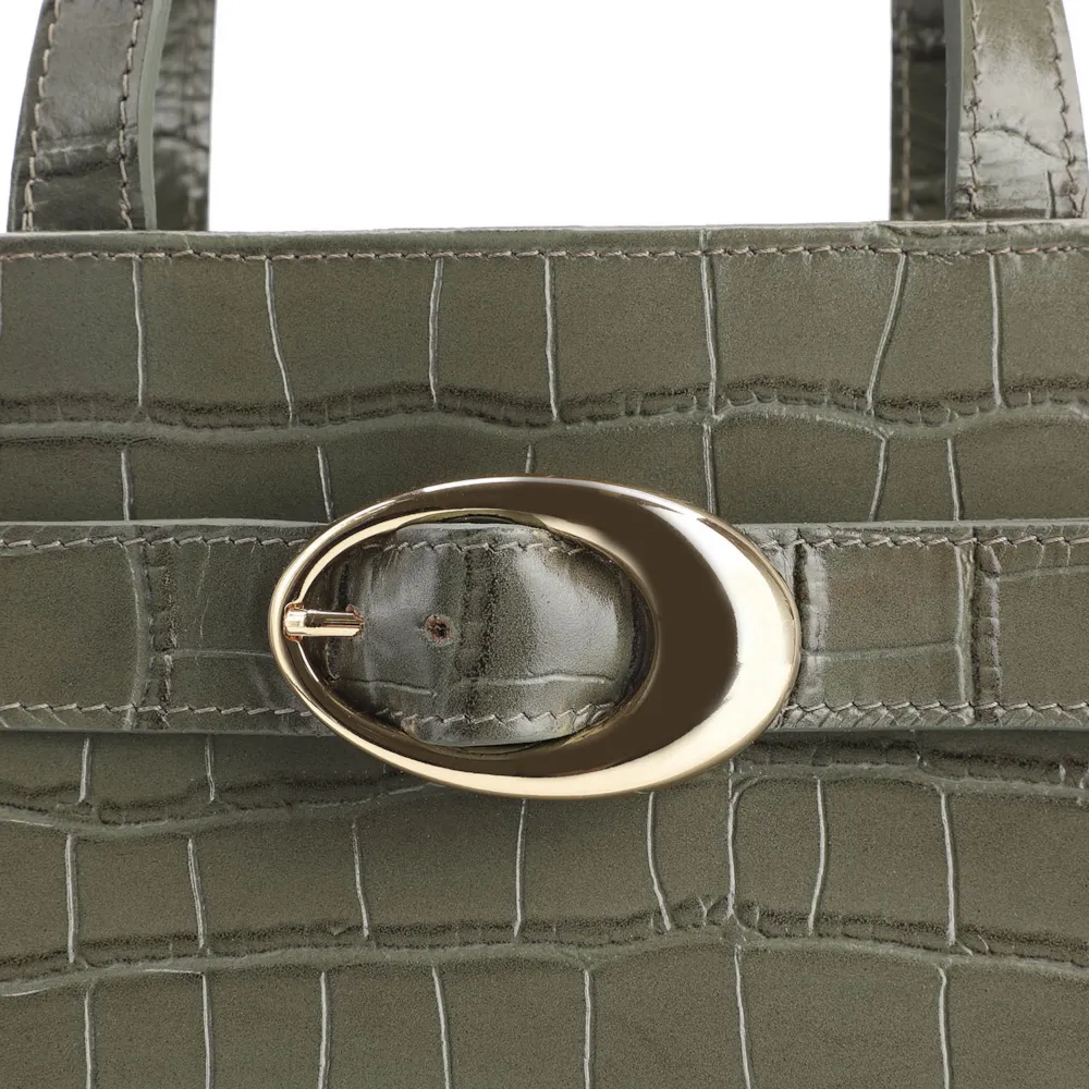 Bolsa Tote Fivela Couro Croco Verde - imagem 8