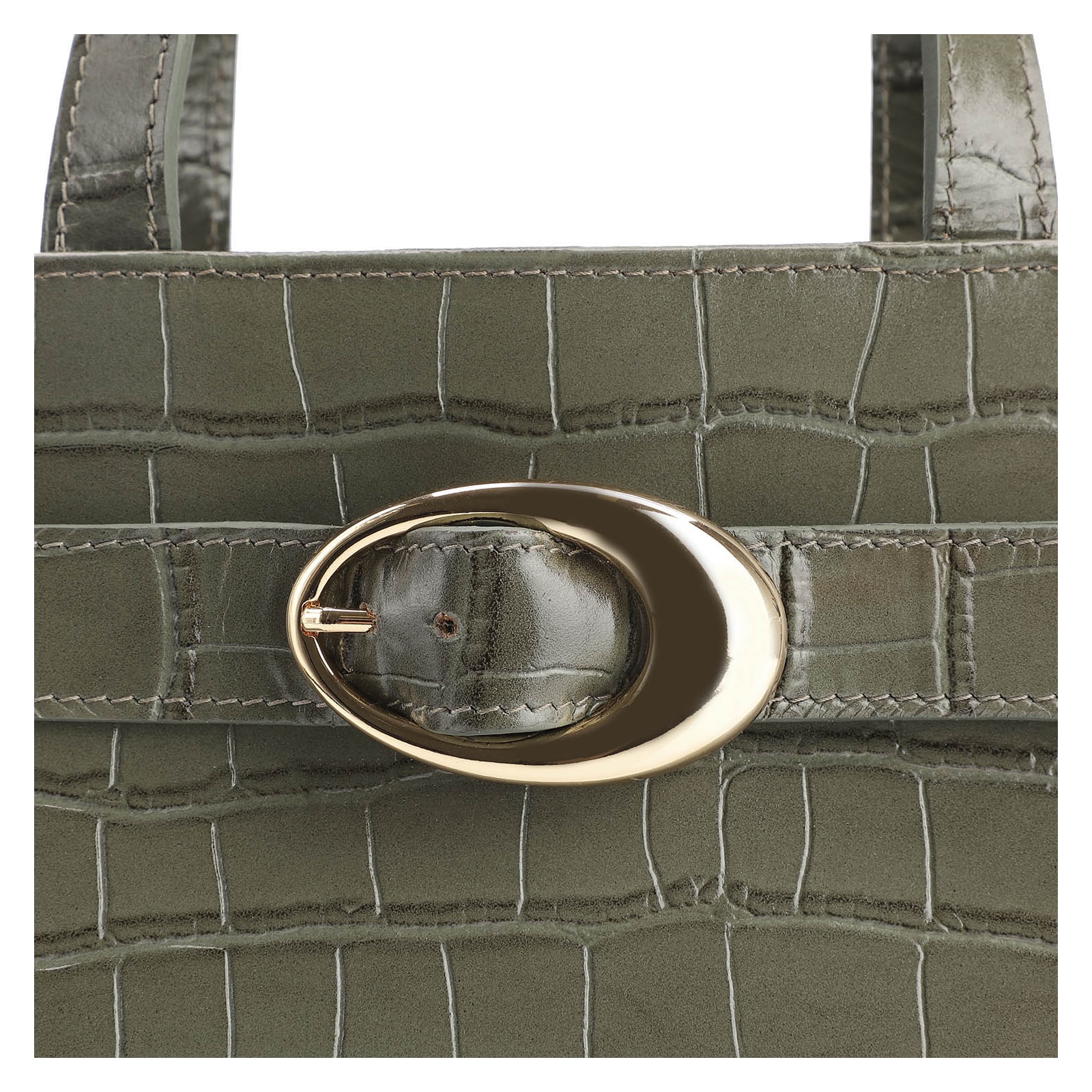 Bolsa Tote Fivela Couro Croco Verde