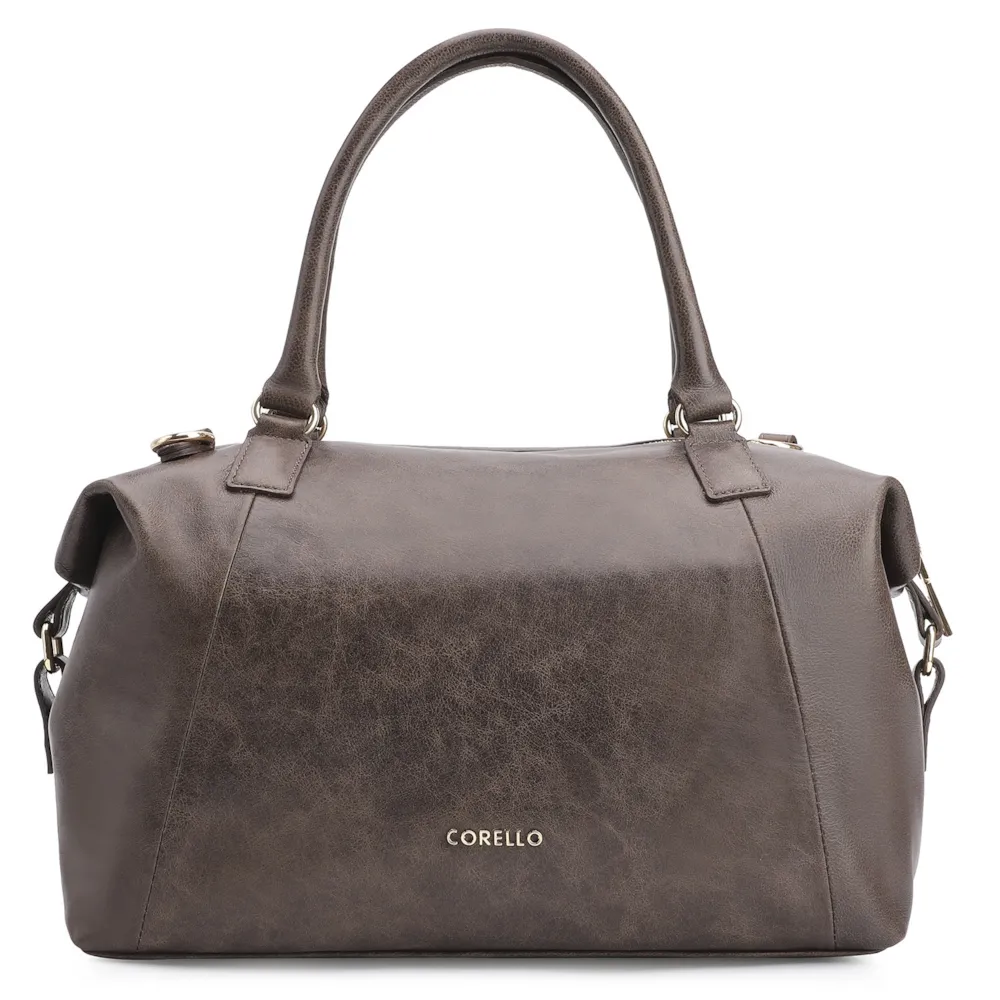Bolsa Tote Fivelas Couro Estonado Marrom - imagem 3