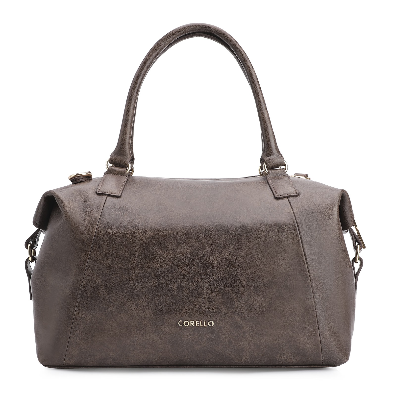 Bolsa Tote Fivelas Couro Estonado Marrom