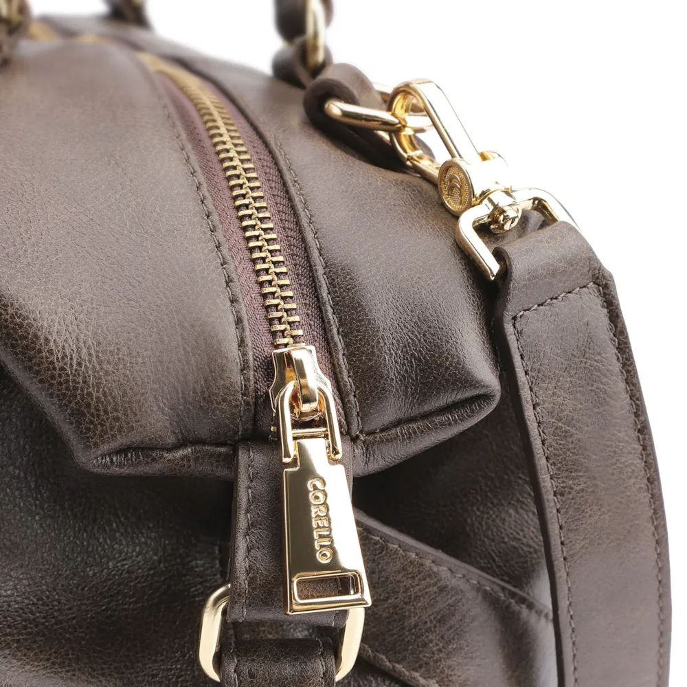 Bolsa Tote Fivelas Couro Estonado Marrom - imagem 5