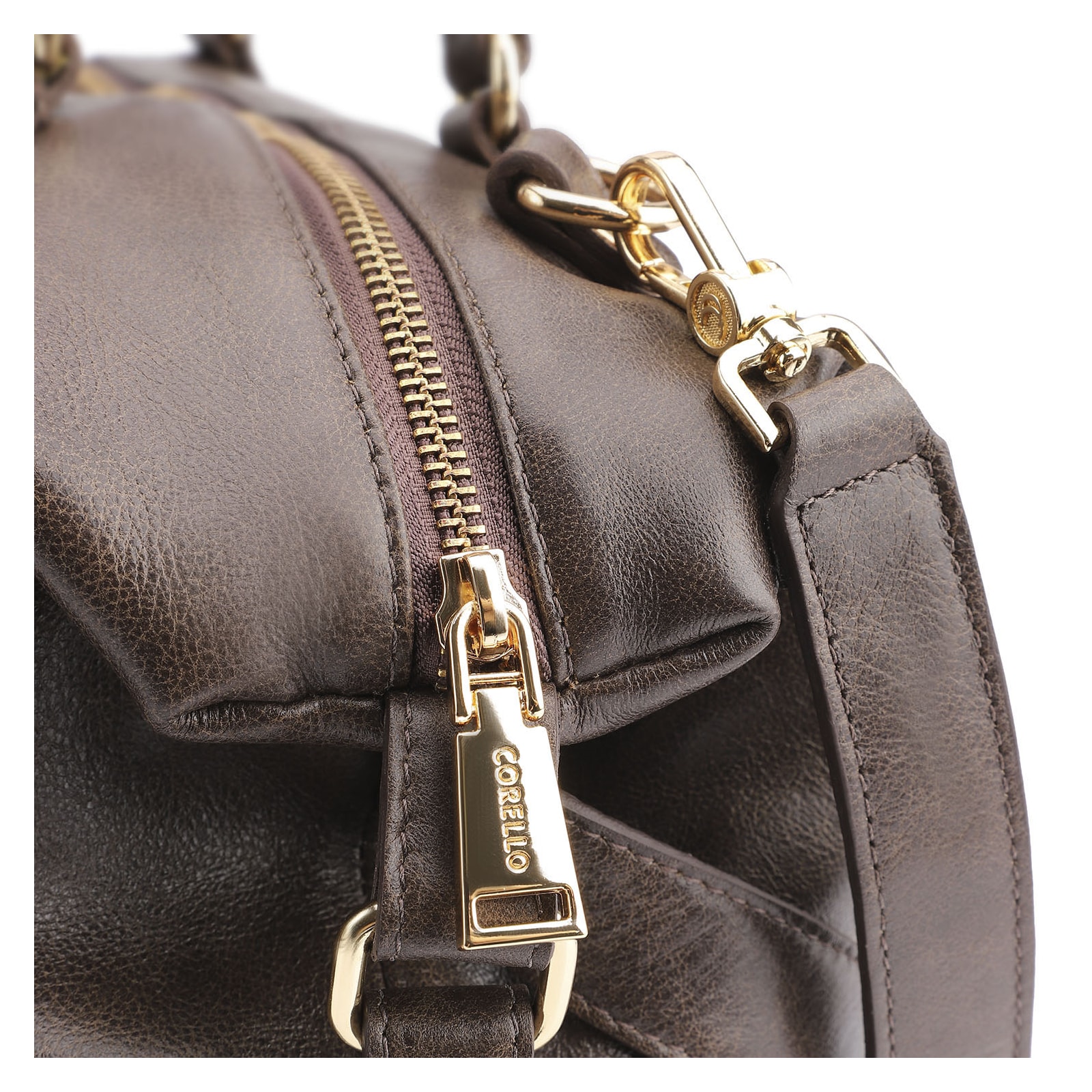 Bolsa Tote Fivelas Couro Estonado Marrom