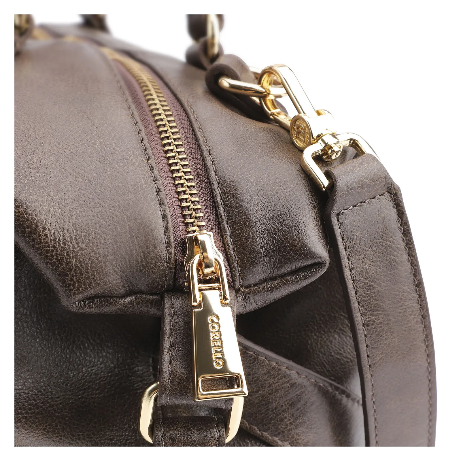 Bolsa Tote Fivelas Couro Estonado Marrom