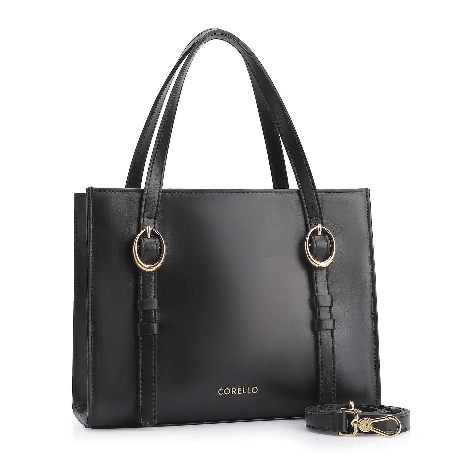 Bolsa Tote Fivelas Couro Preto