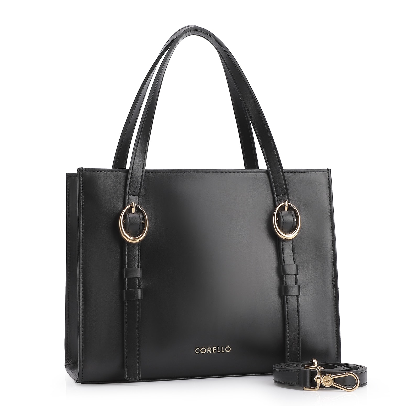 Bolsa Tote Fivelas Couro Preto