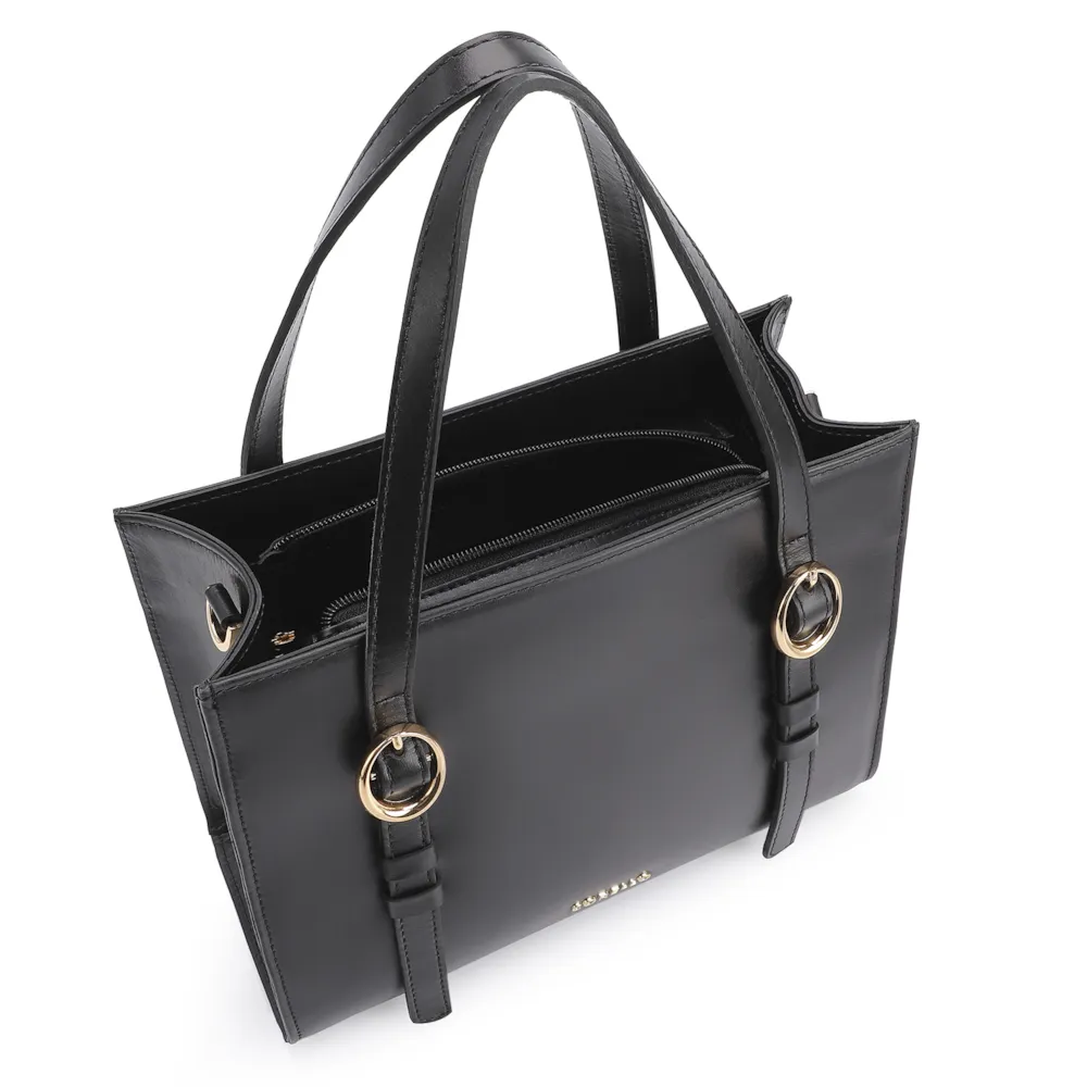 Bolsa Tote Fivelas Couro Preto - imagem 4
