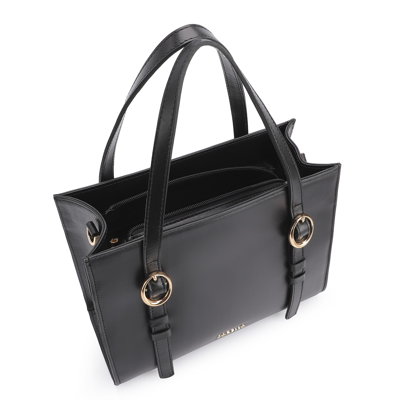 Bolsa Tote Fivelas Couro Preto