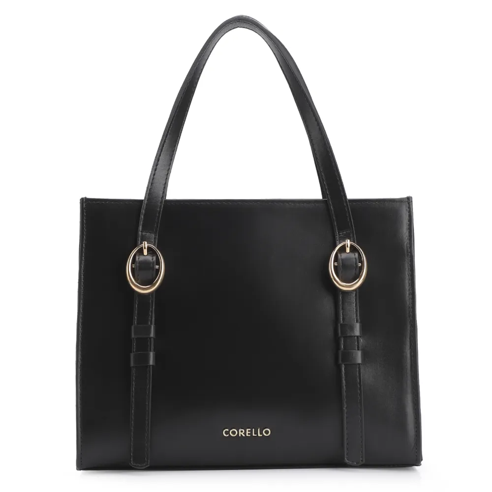 Bolsa Tote Fivelas Couro Preto