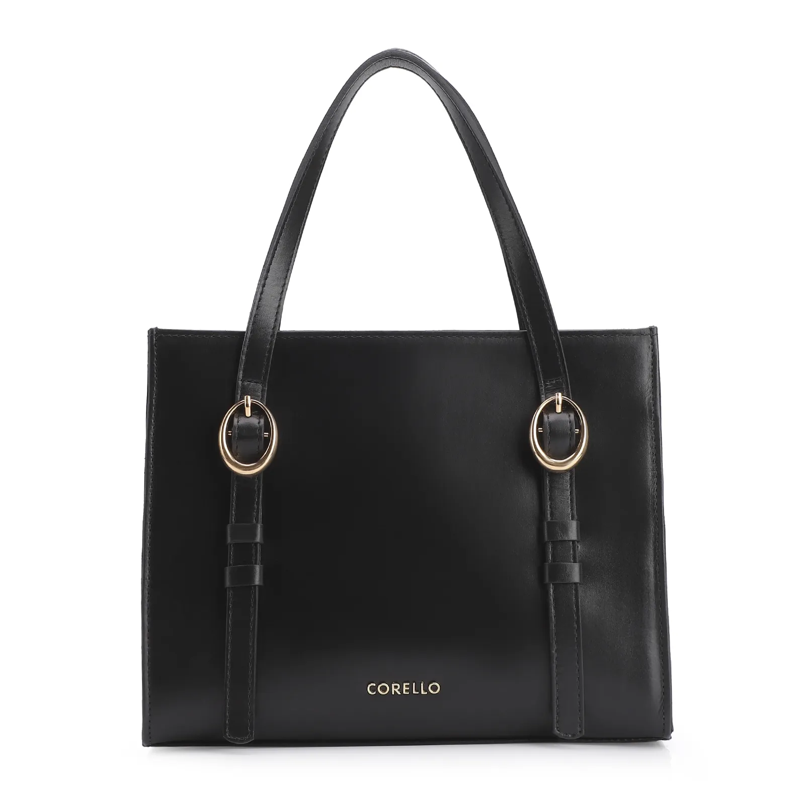 Bolsa Tote Fivelas Couro Preto