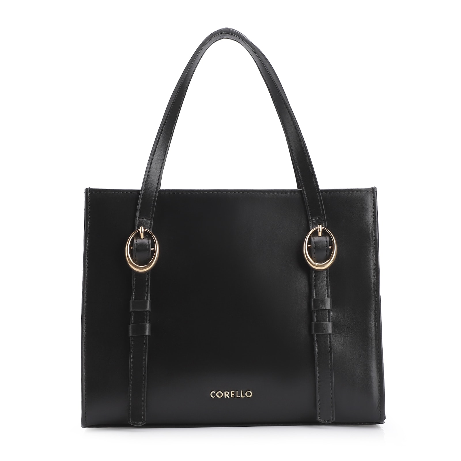 Bolsa Tote Fivelas Couro Preto