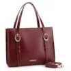 Bolsa Tote Fivelas Couro Vermelho Cereja - imagem 2