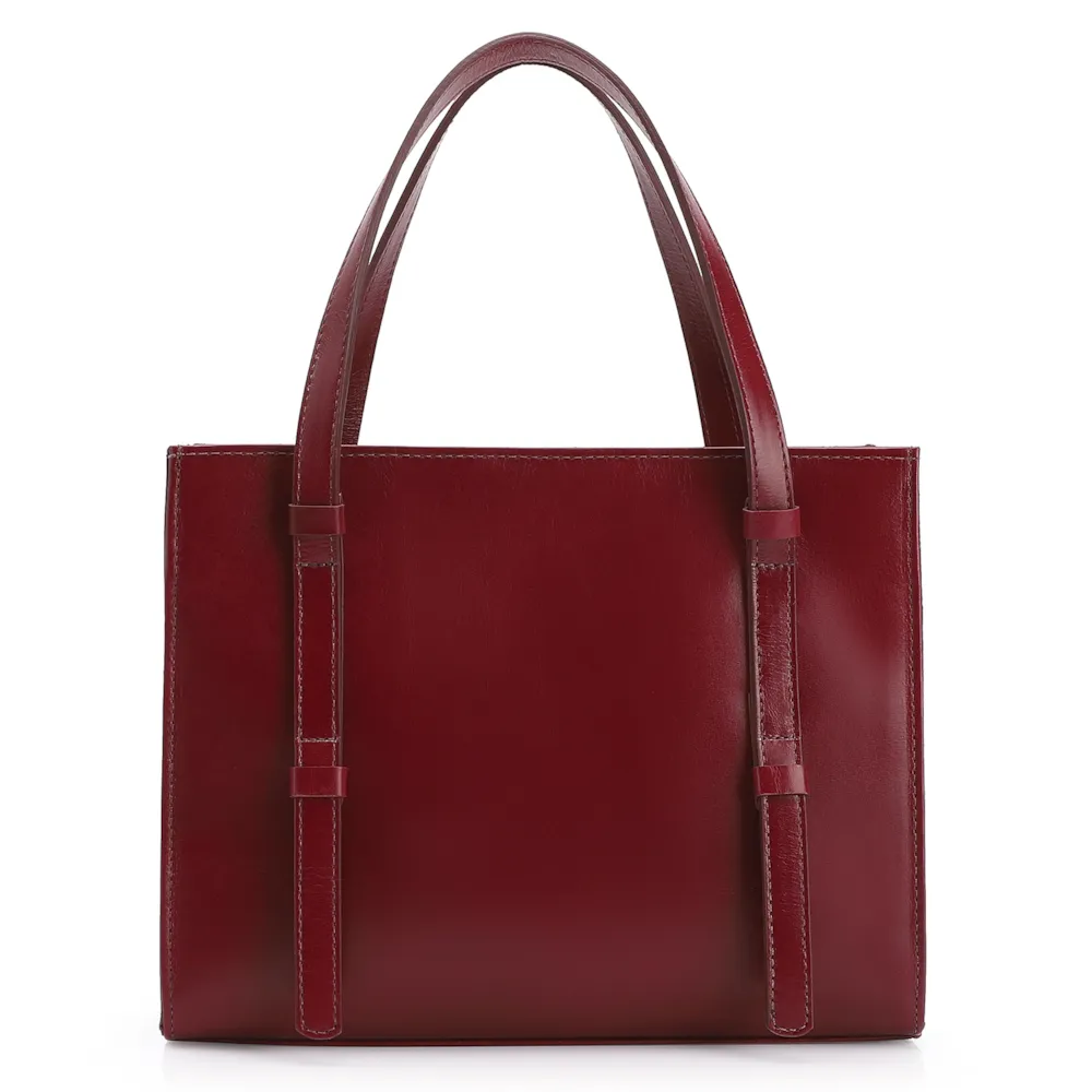 Bolsa Tote Fivelas Couro Vermelho Cereja - imagem 3