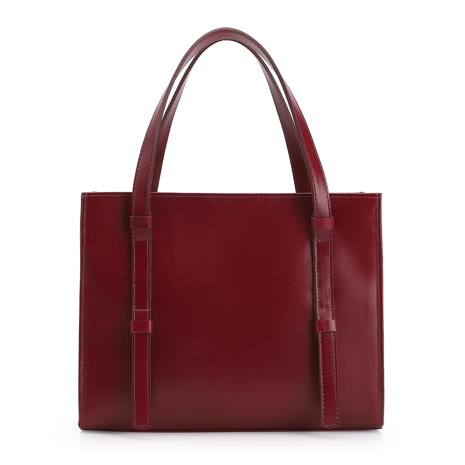 Bolsa Tote Fivelas Couro Vermelho Cereja