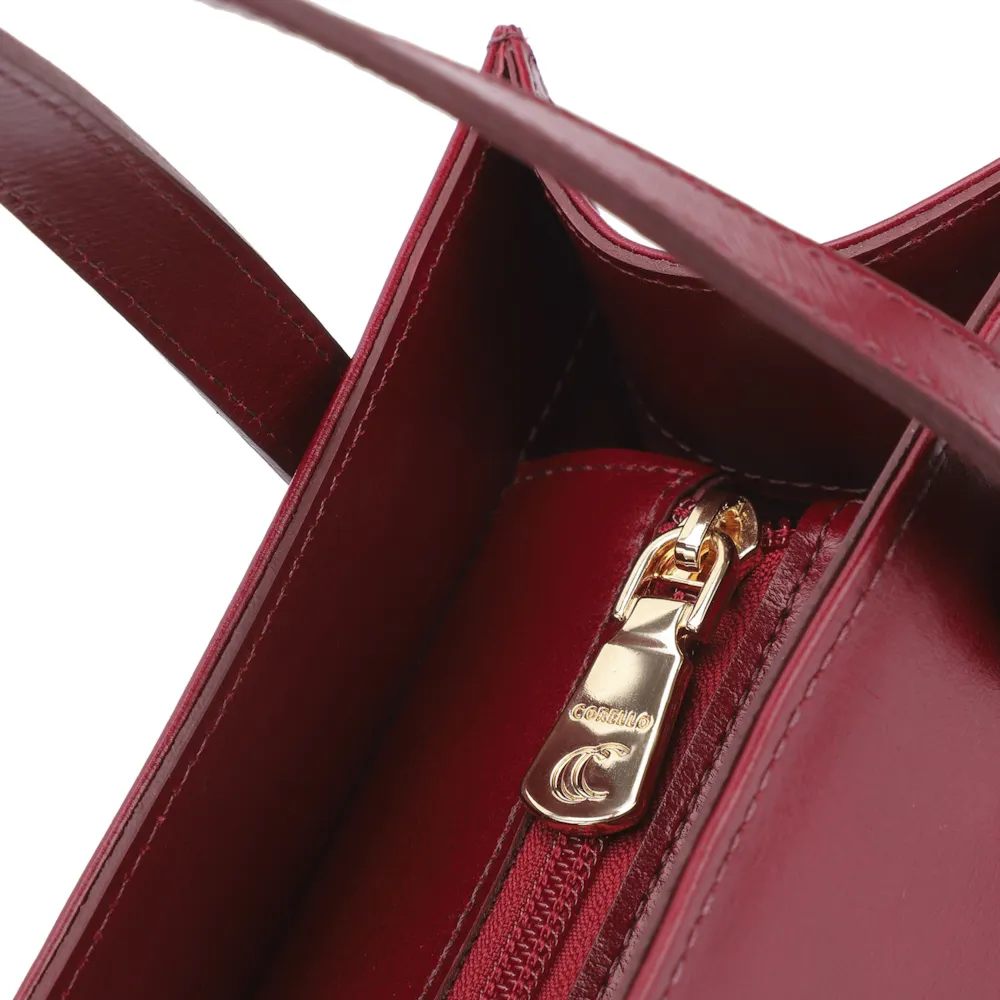 Bolsa Tote Fivelas Couro Vermelho Cereja - imagem 5