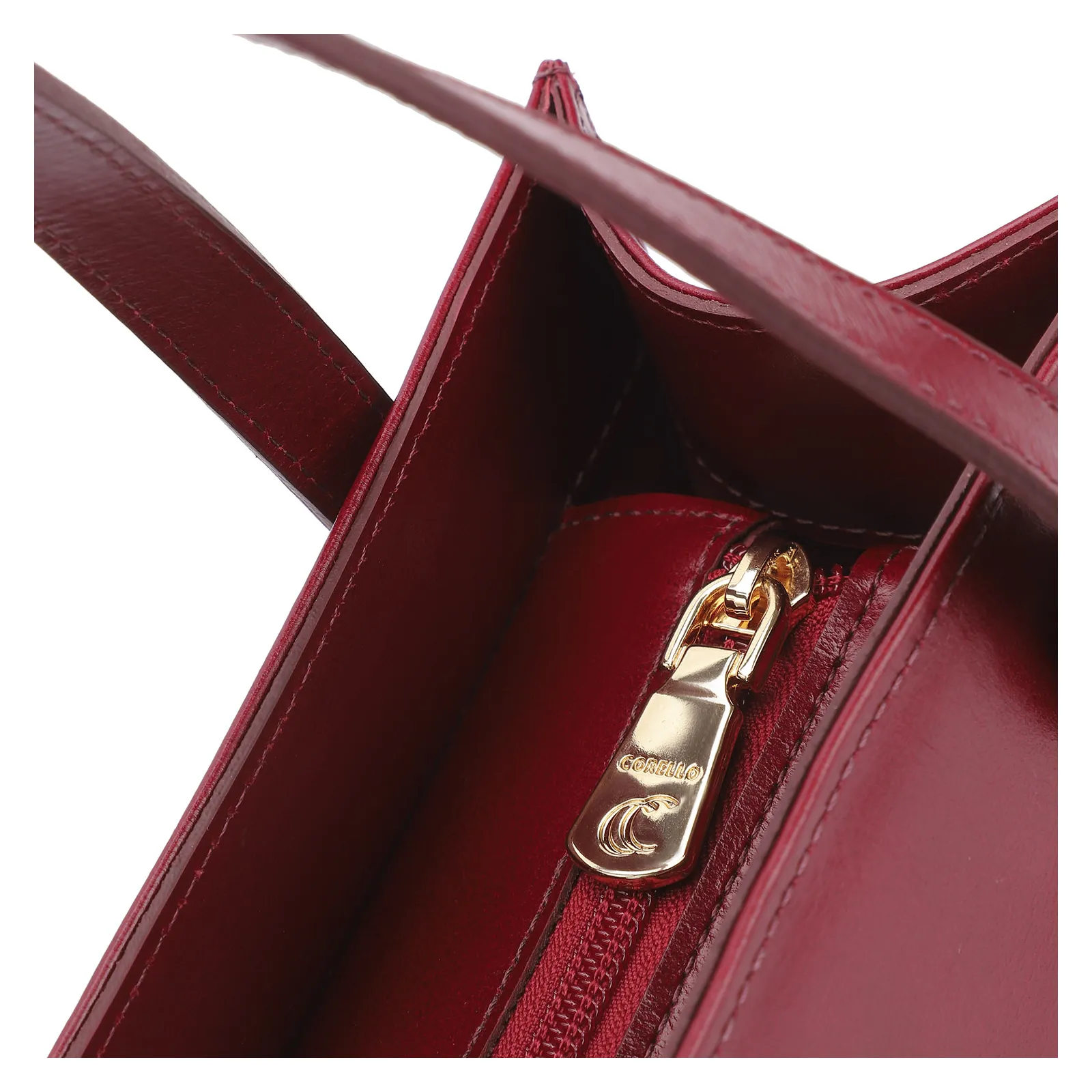 Bolsa Tote Fivelas Couro Vermelho Cereja