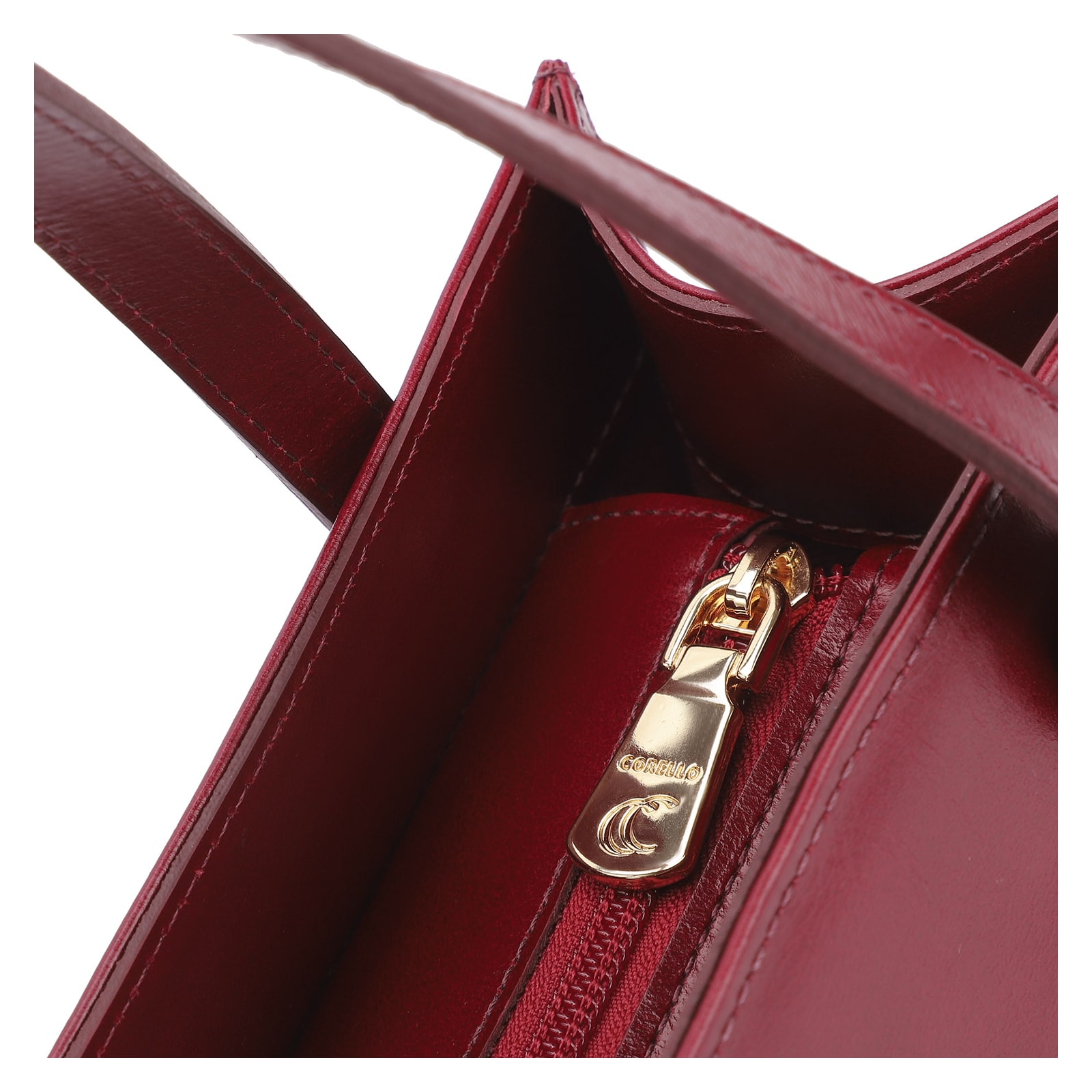 Bolsa Tote Fivelas Couro Vermelho Cereja