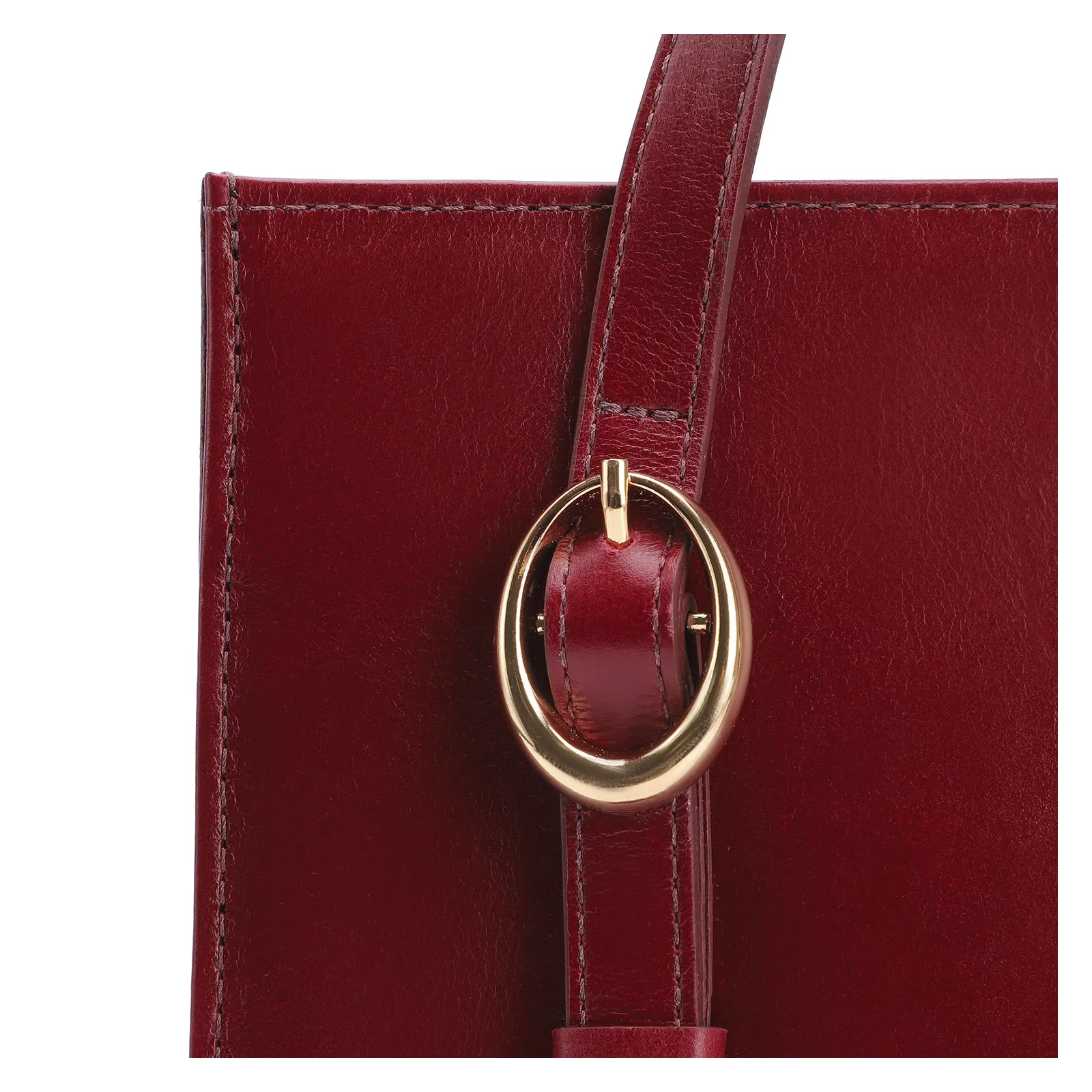 Bolsa Tote Fivelas Couro Vermelho Cereja