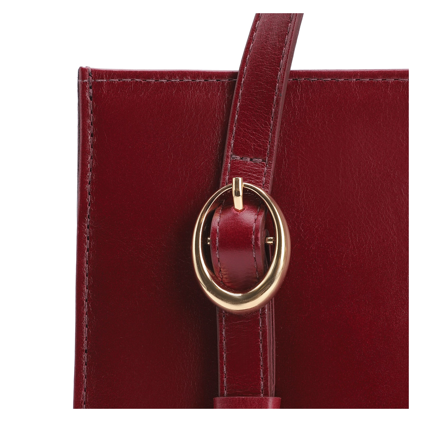 Bolsa Tote Fivelas Couro Vermelho Cereja