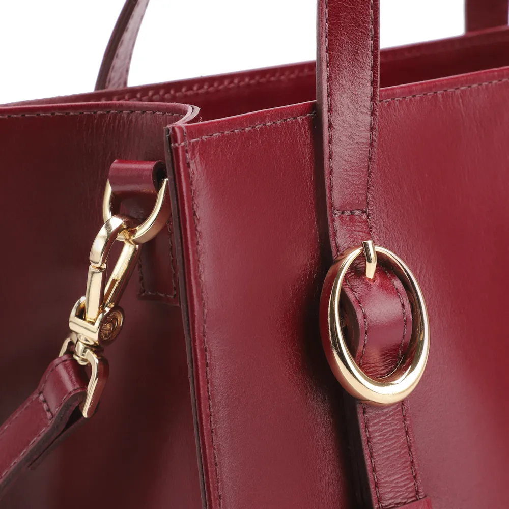 Bolsa Tote Fivelas Couro Vermelho Cereja - imagem 8