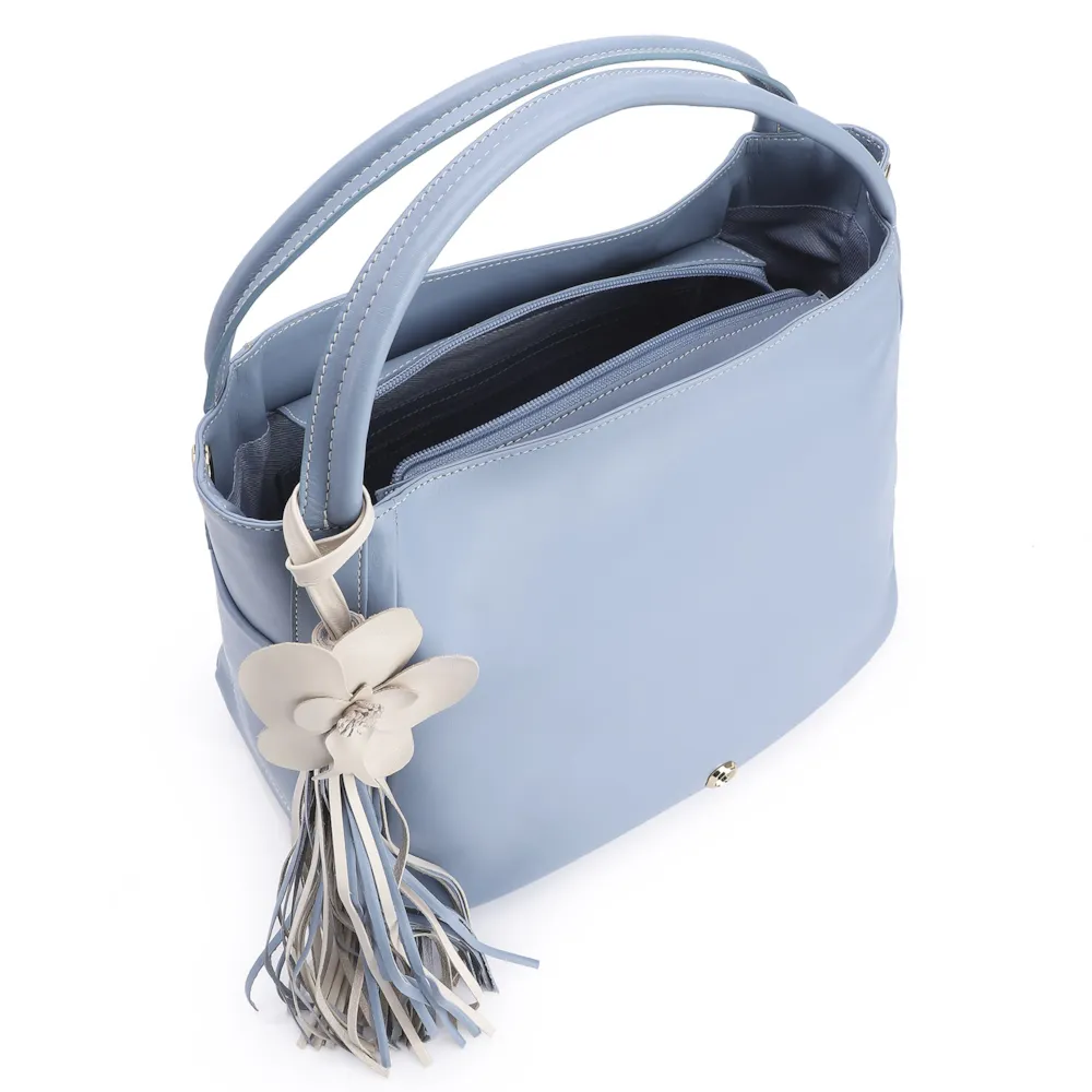 Bolsa Tote Flor Couro Azul - imagem 5