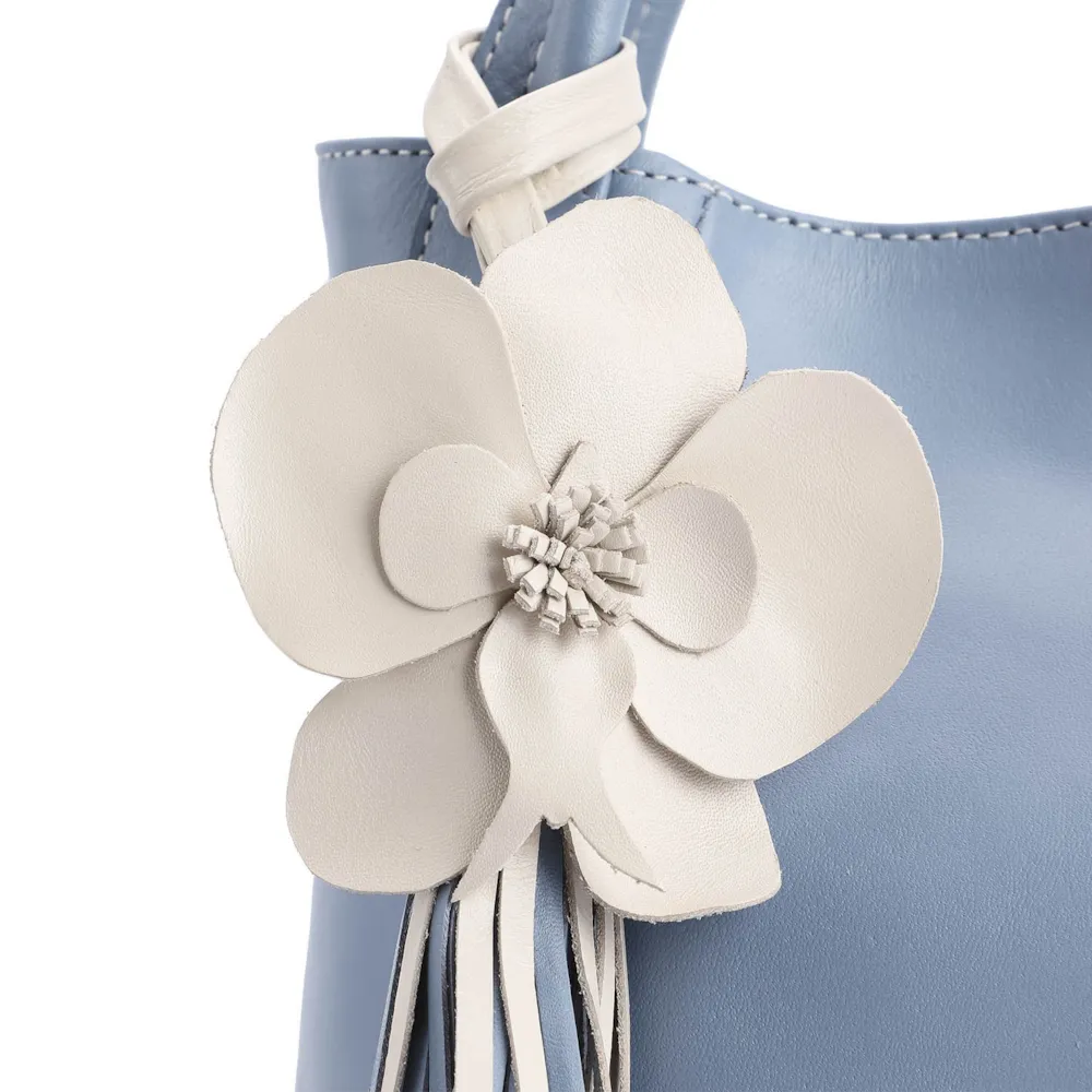 Bolsa Tote Flor Couro Azul - imagem 8