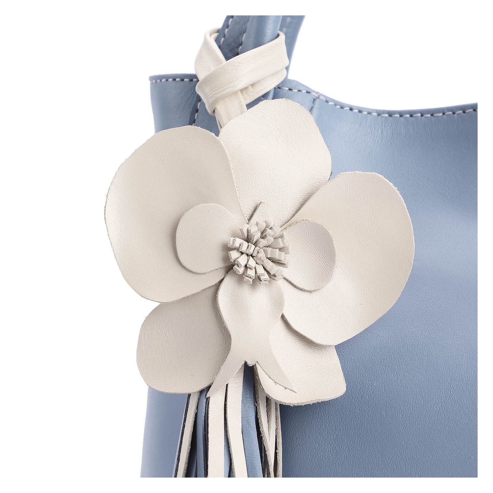 Bolsa Tote Flor Couro Azul