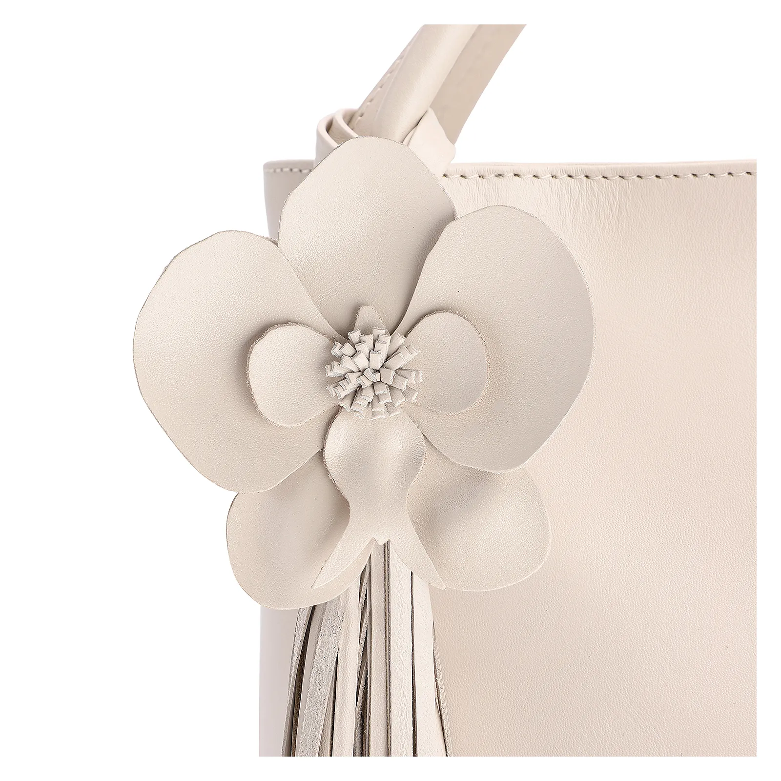 Bolsa Tote Flor Couro Off White