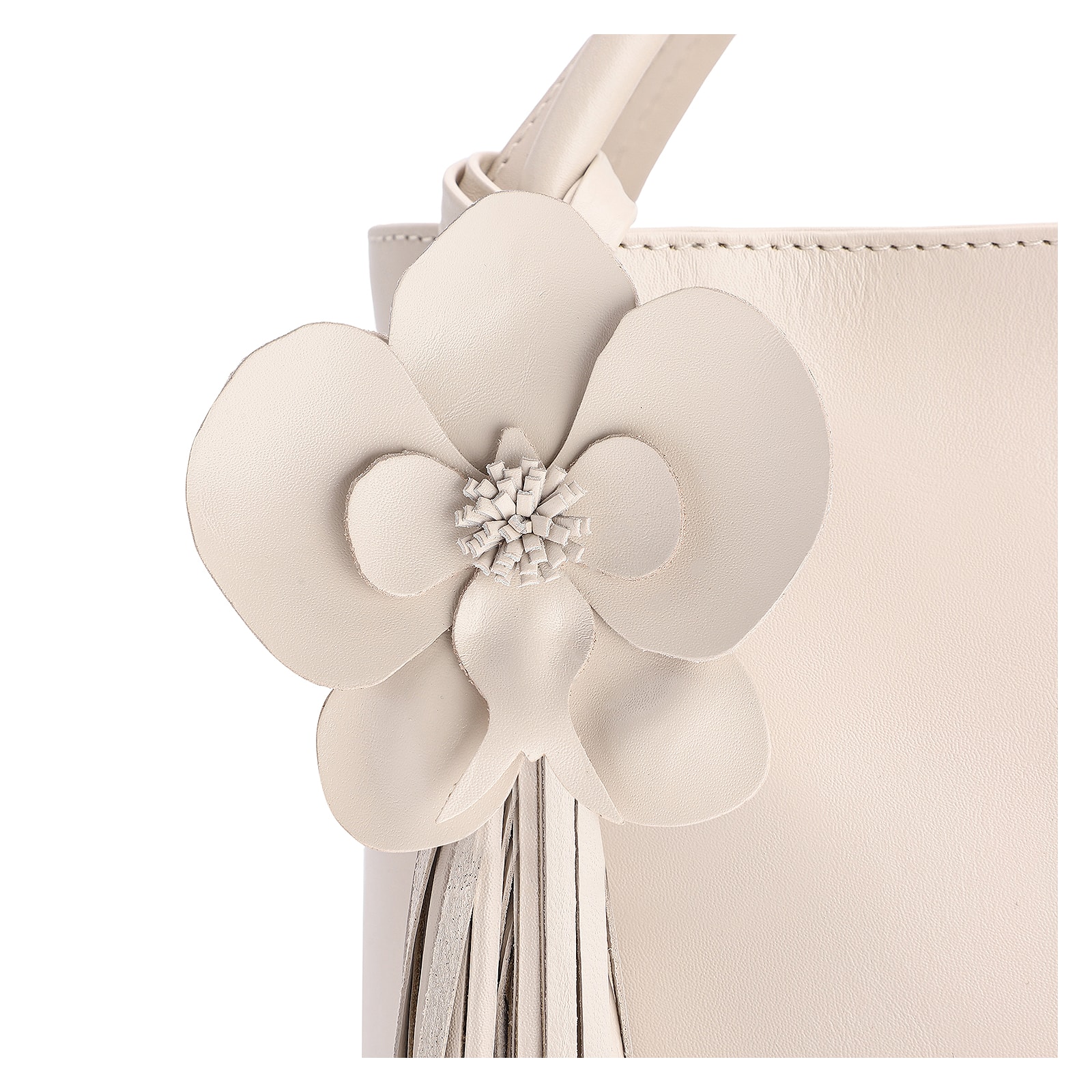 Bolsa Tote Flor Couro Off White