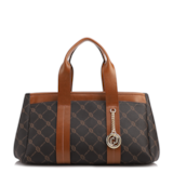 Bolsa Tote Grande Alt/Couro Marrom Monograma Botão Lateral