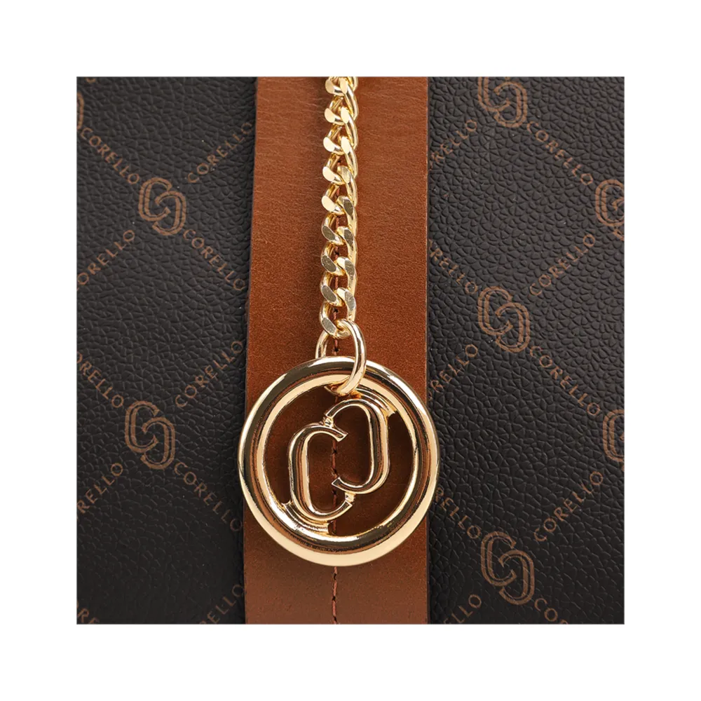 Bolsa Tote Grande Alt/Couro Marrom Monograma Botão Lateral - imagem 5