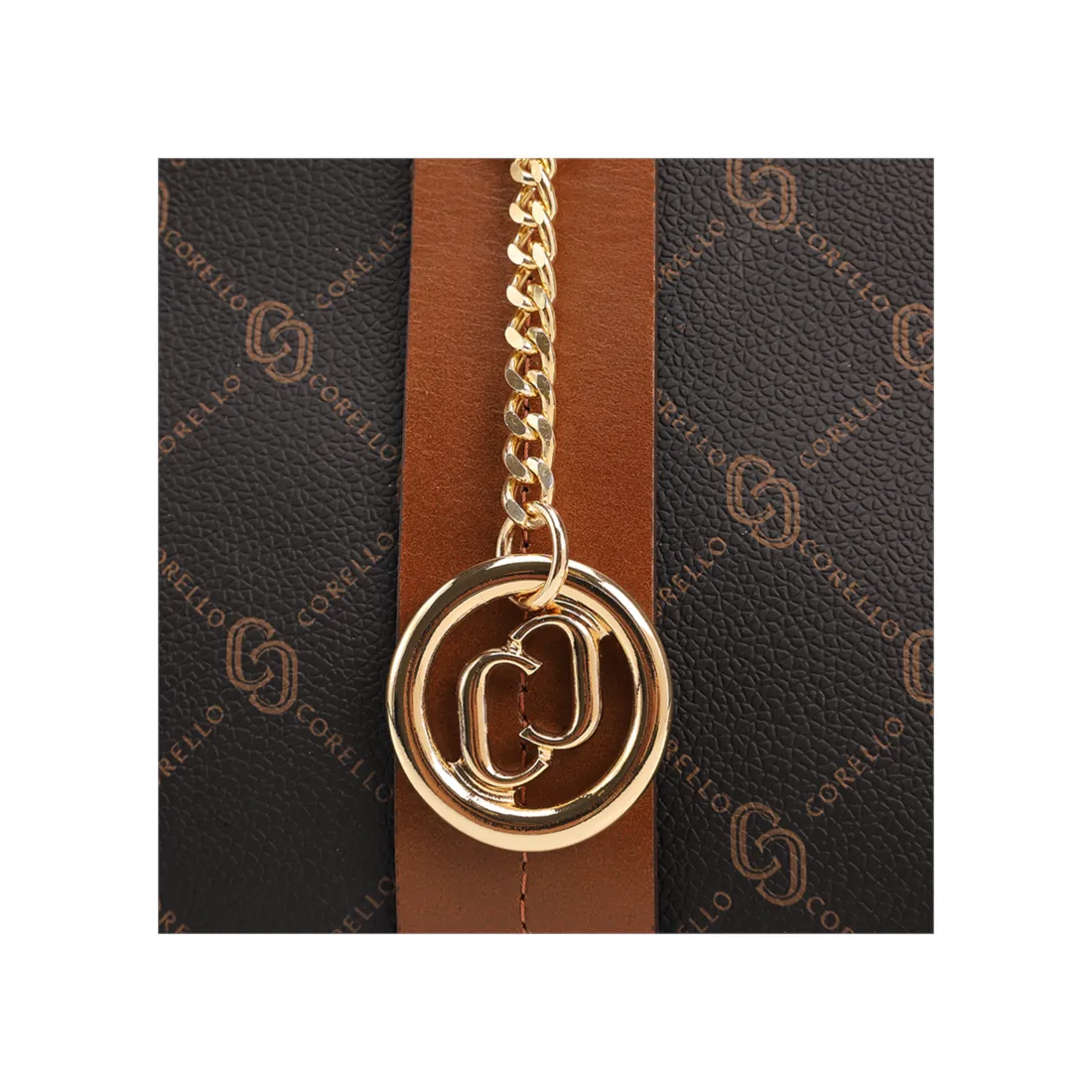 Bolsa Tote Grande Alt/Couro Marrom Monograma Botão Lateral - foto 5