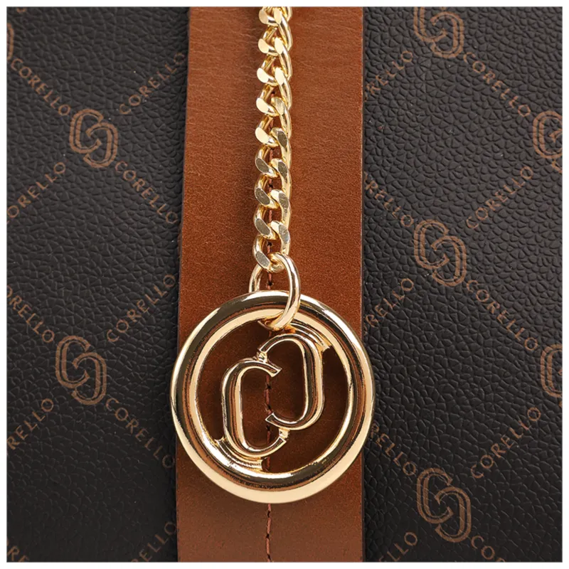 Bolsa Tote Grande Alt/Couro Marrom Monograma Botão Lateral - foto 5