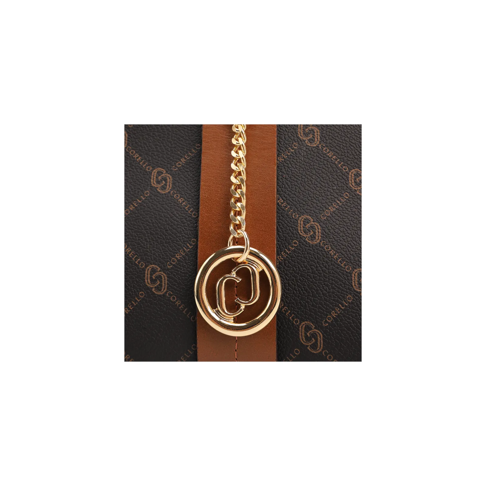 Bolsa Tote Grande Alt/Couro Marrom Monograma Botão Lateral