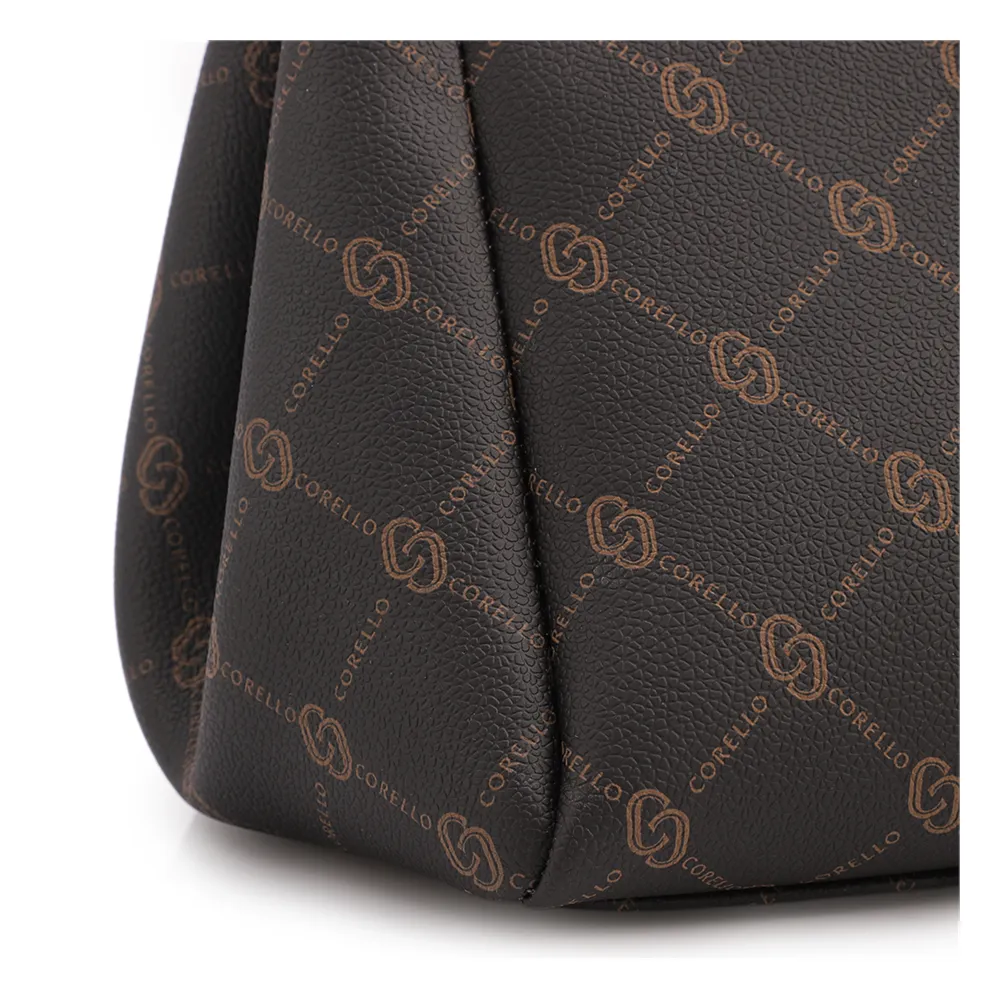 Bolsa Tote Grande Alt/Couro Marrom Monograma Botão Lateral - imagem 6