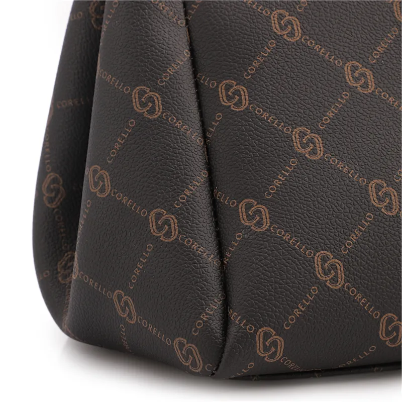 Bolsa Tote Grande Alt/Couro Marrom Monograma Botão Lateral - foto 6