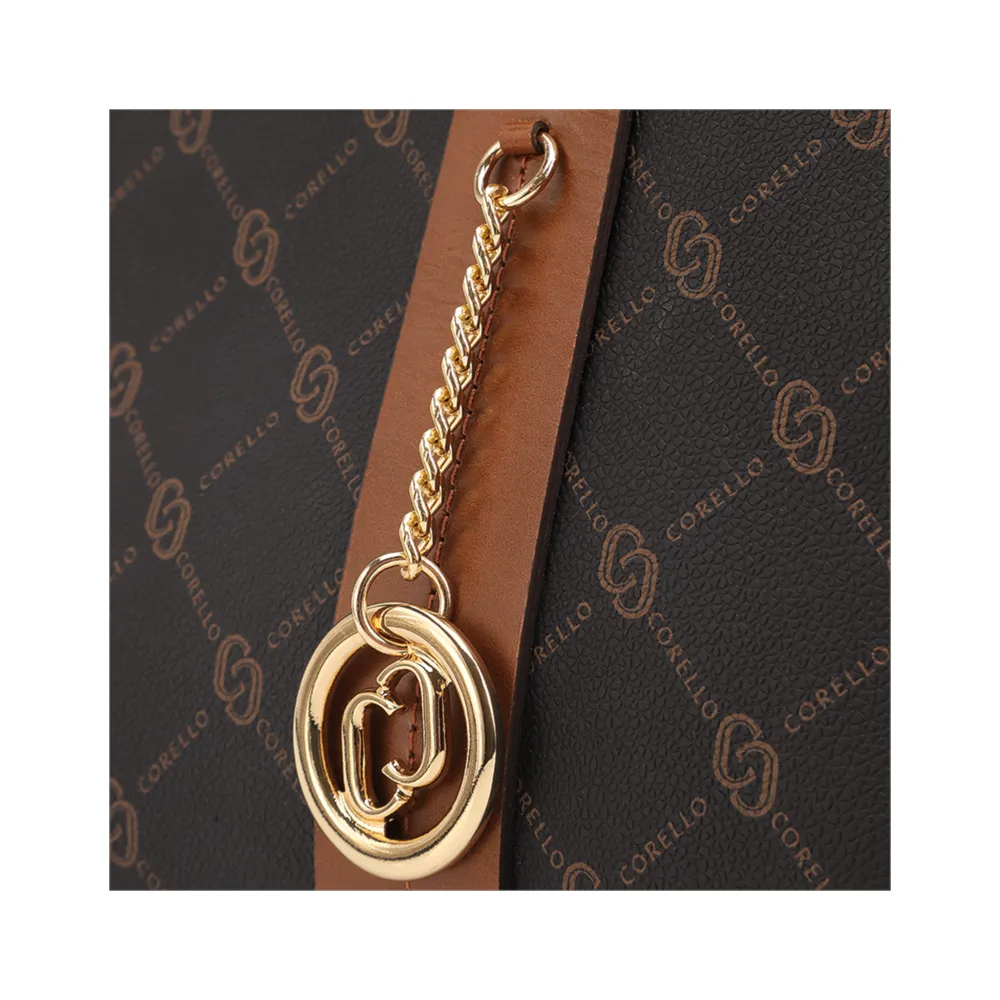 Bolsa Tote Grande Alt/Couro Marrom Monograma Botão Lateral - imagem 7