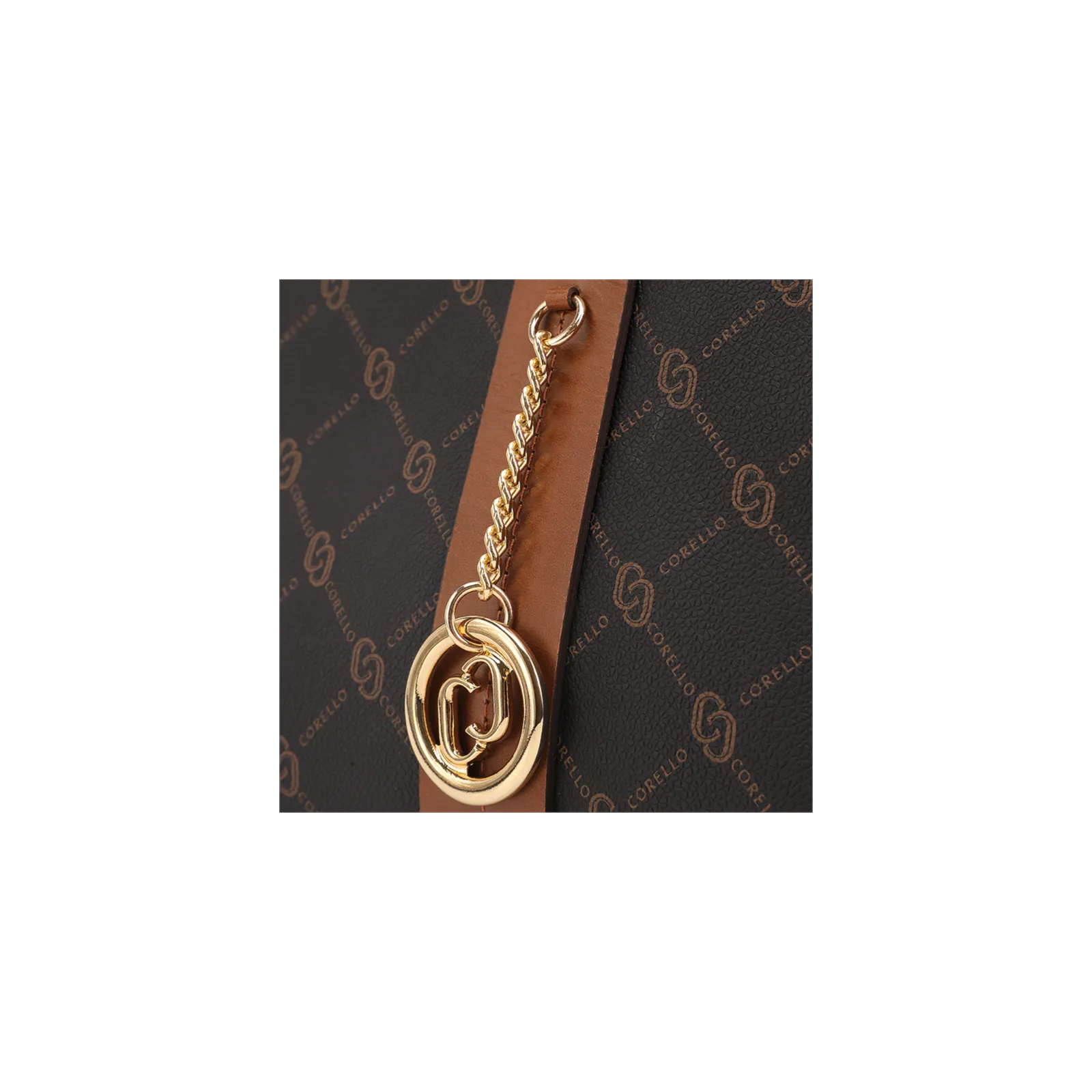 Bolsa Tote Grande Alt/Couro Marrom Monograma Botão Lateral