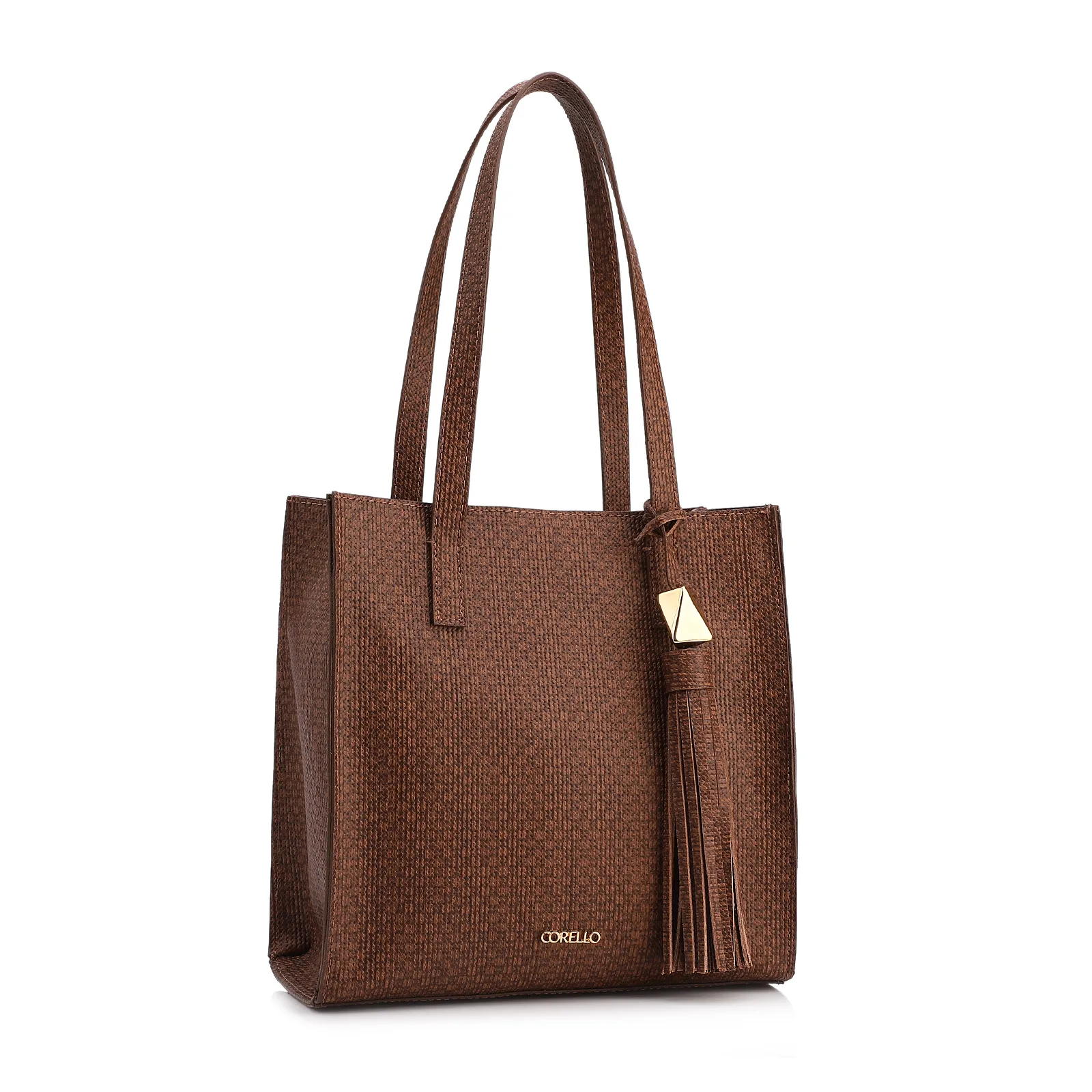Bolsa Tote Grande Alt Lezard Marrom Barbicacho Textura Tramado