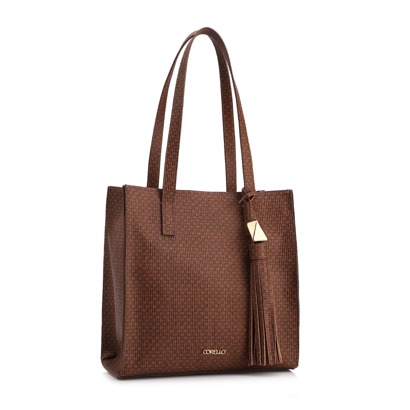 Bolsa Tote Grande Alt Lezard Marrom Barbicacho Textura Tramado