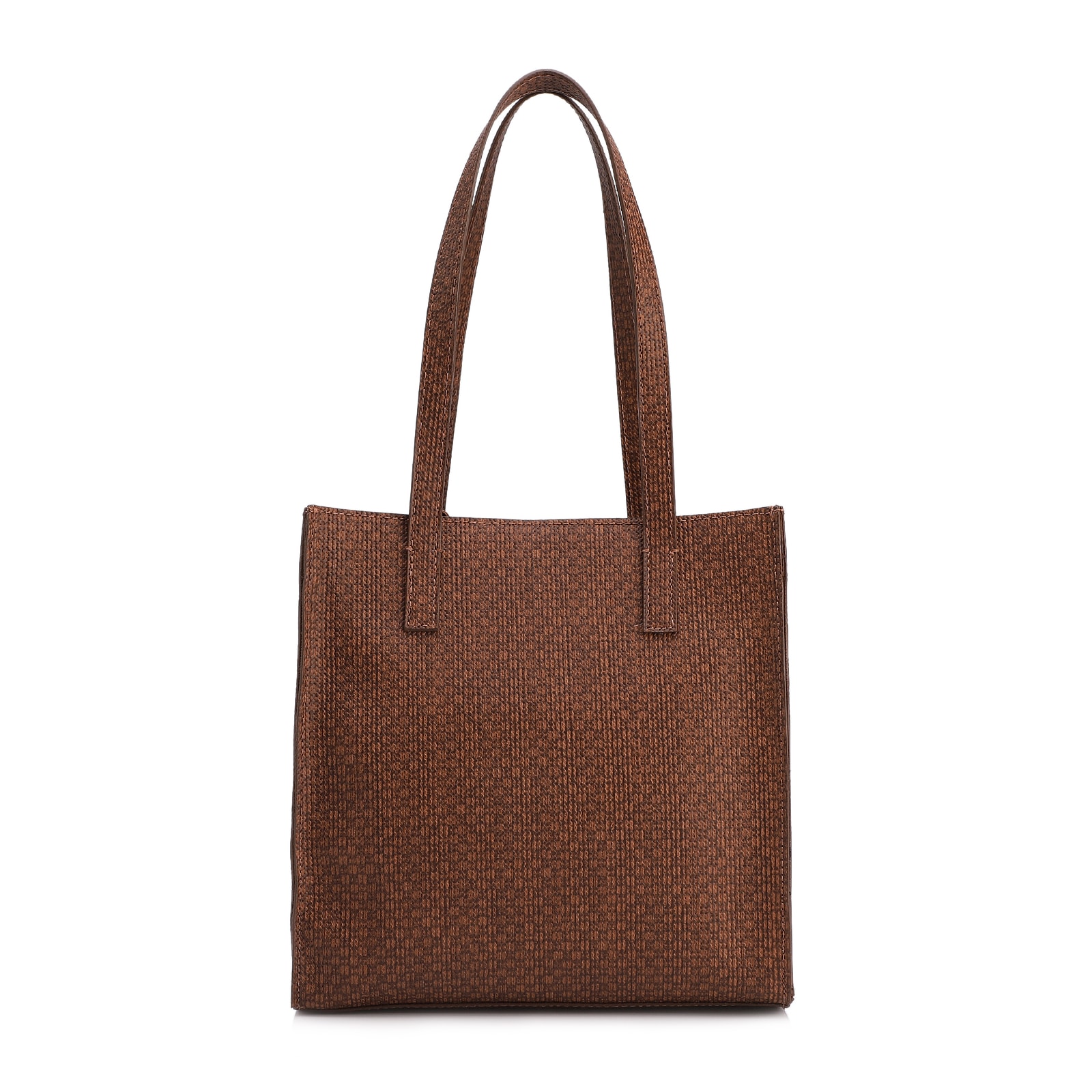 Bolsa Tote Grande Alt Lezard Marrom Barbicacho Textura Tramado