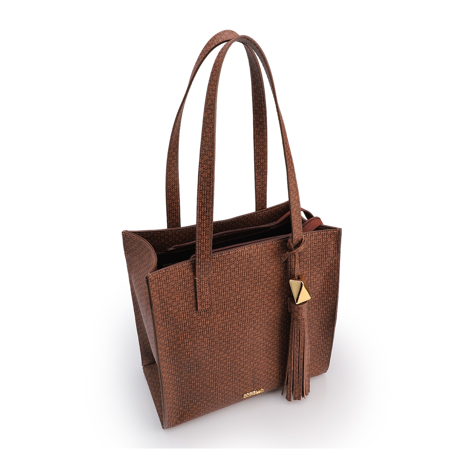 Bolsa Tote Grande Alt Lezard Marrom Barbicacho Textura Tramado