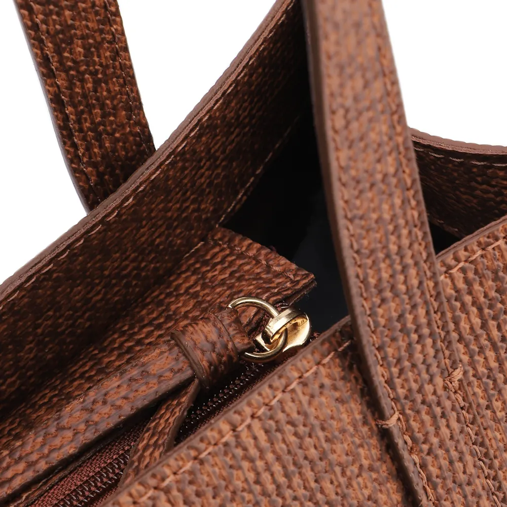 Bolsa Tote Grande Alt Lezard Marrom Barbicacho Textura Tramado - imagem 5