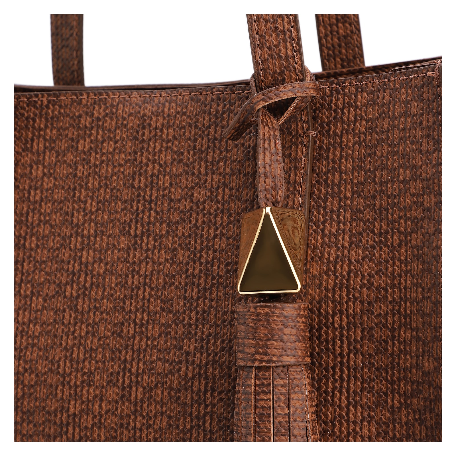 Bolsa Tote Grande Alt Lezard Marrom Barbicacho Textura Tramado