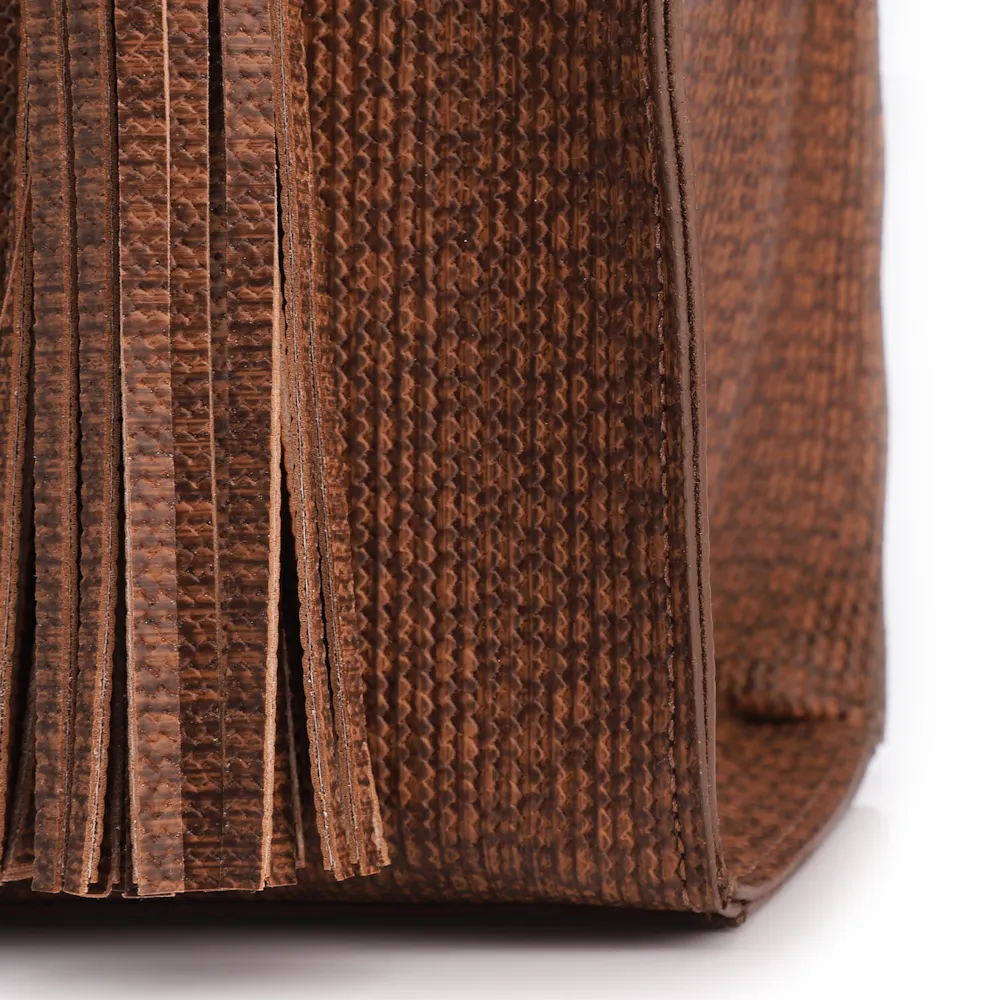 Bolsa Tote Grande Alt Lezard Marrom Barbicacho Textura Tramado - imagem 8