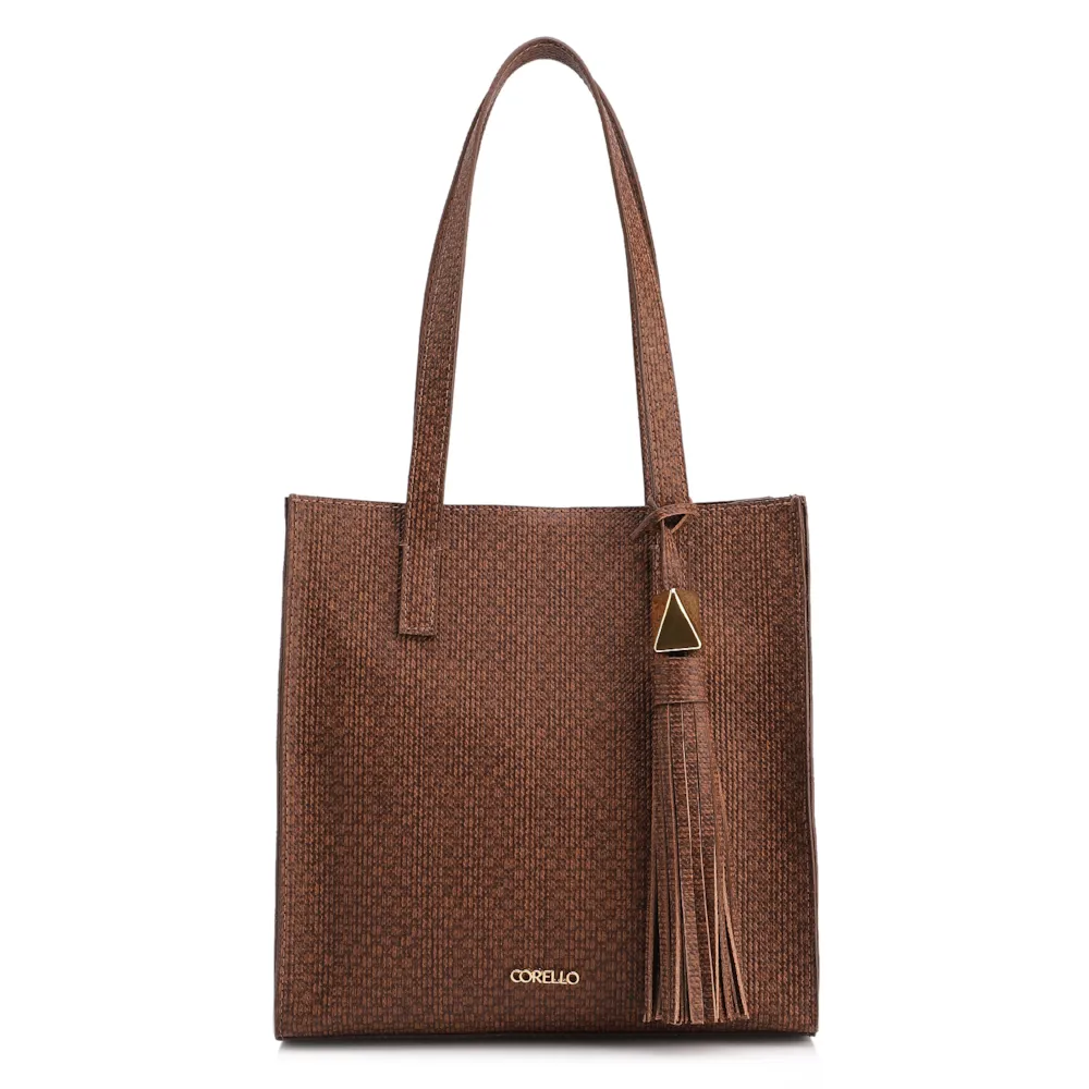 Bolsa Tote Grande Alt Lezard Marrom Barbicacho Textura Tramado