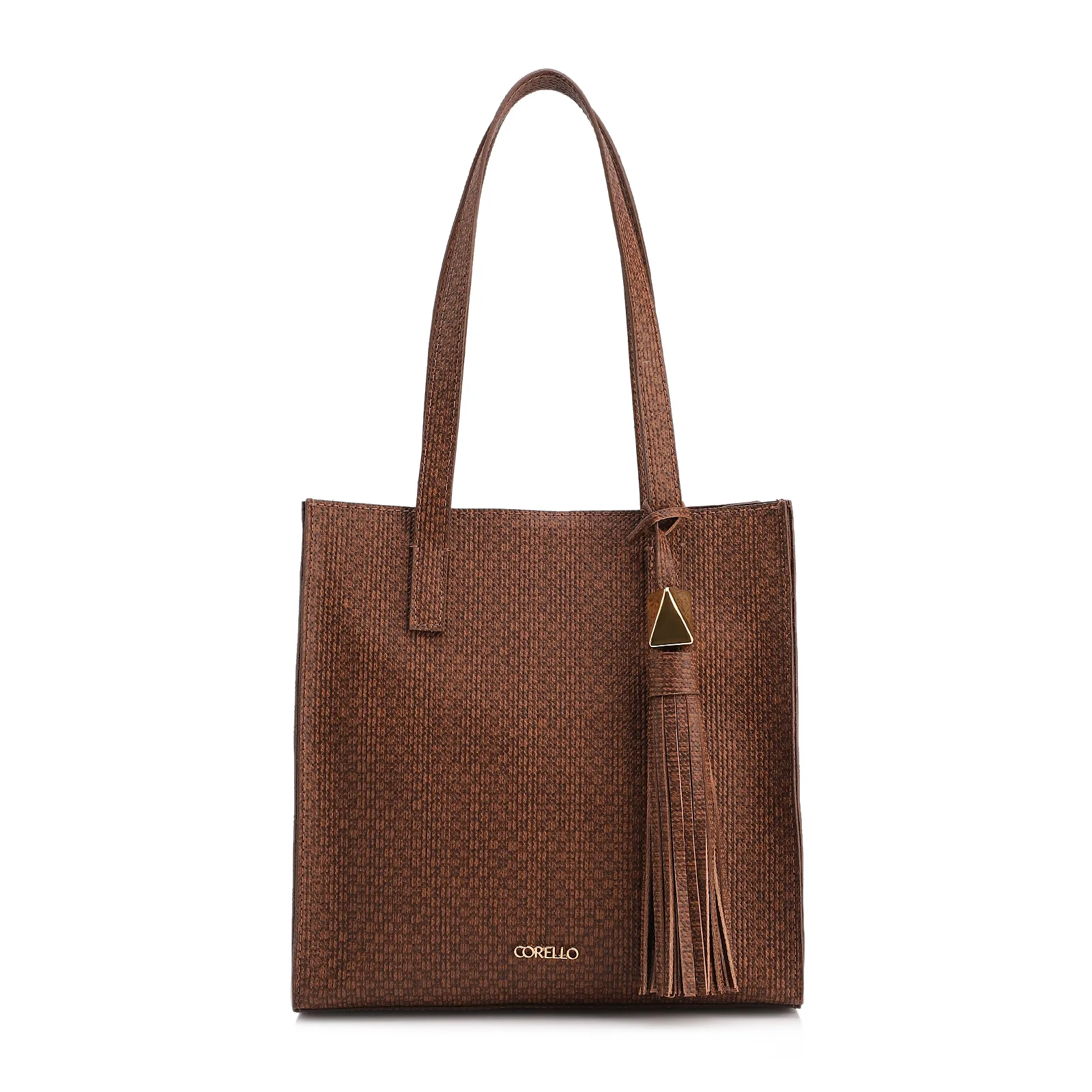 Bolsa Tote Grande Alt Lezard Marrom Barbicacho Textura Tramado