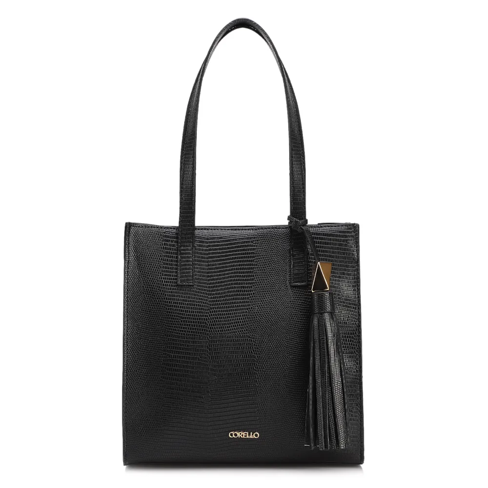 Bolsa Tote Grande Alt Lezard Preto Barbicacho