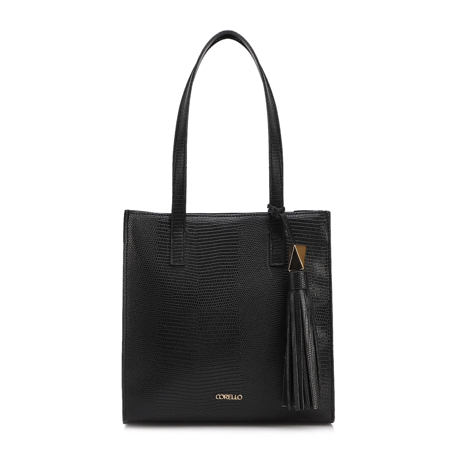 Bolsa Tote Grande Alt Lezard Preto Barbicacho