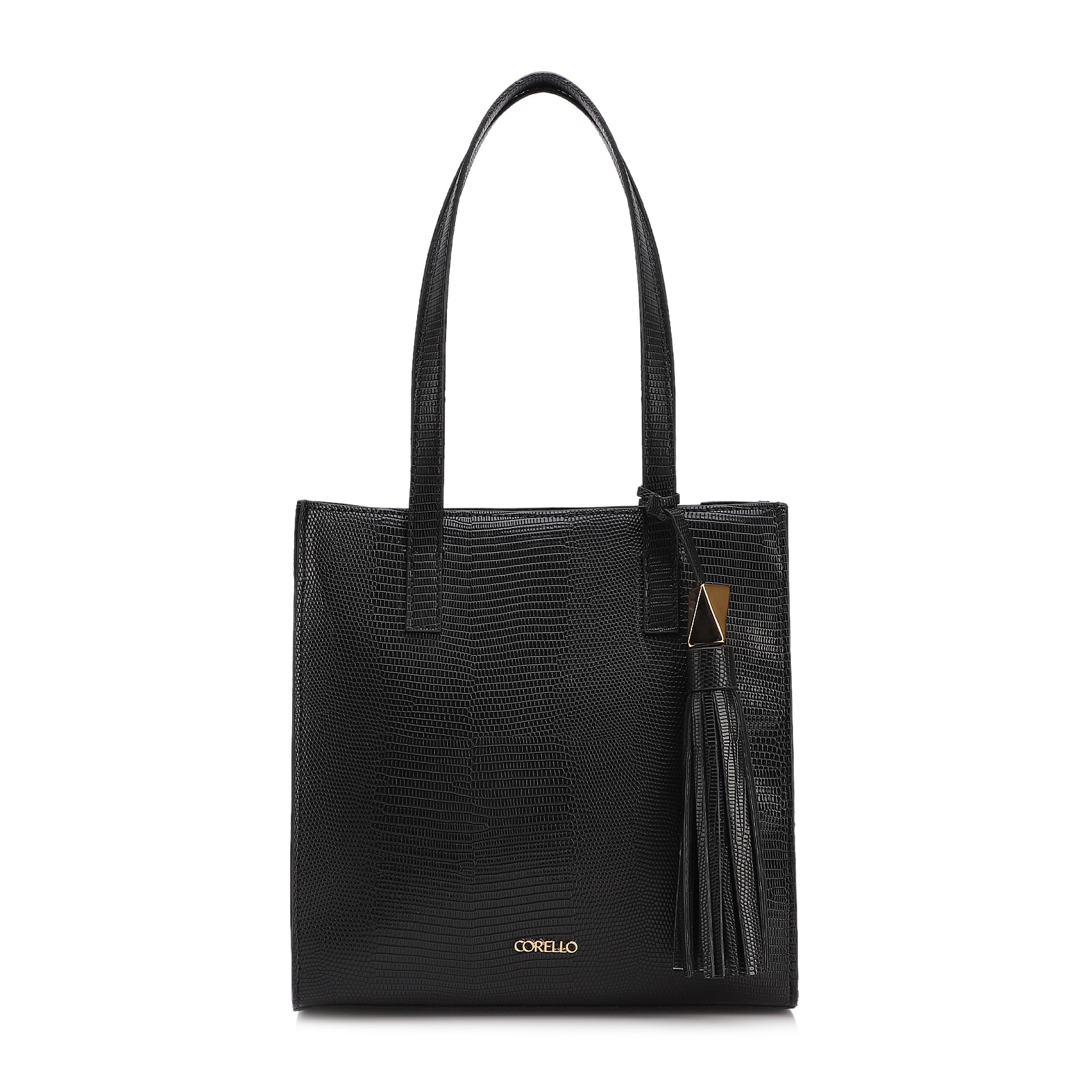 Bolsa Tote Grande Alt Lezard Preto Barbicacho